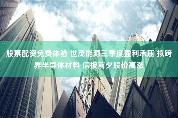 股票配资免费体验 世茂能源三季度盈利承压 拟跨界半导体材料 信披前夕股价高涨